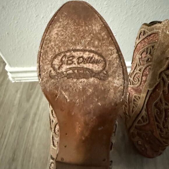 JB Dillion leather glitter pink inlay western boots - Picture 7 of 7